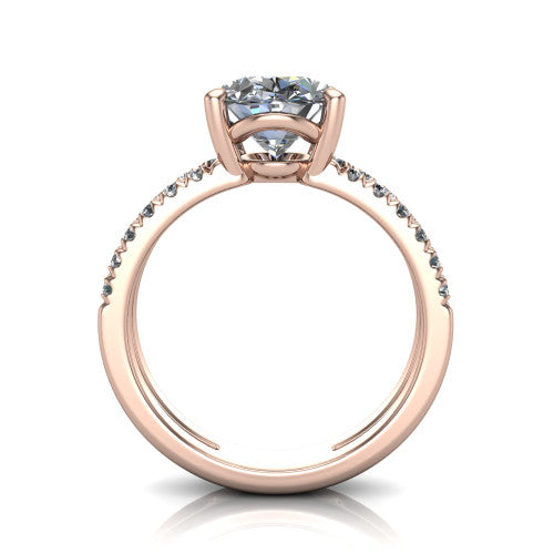Alexandra Oval Shape Classic Engagement Ring in 18K Rose Gold