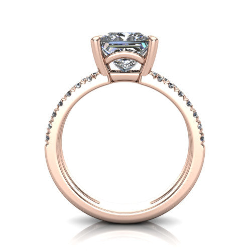 Alexandra Princess Shape Classic Engagement Ring in 14K Rose Gold