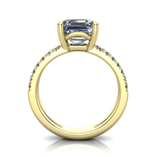Alexandra Square Emerald Shape Classic Engagement Ring in 18K Yellow Gold