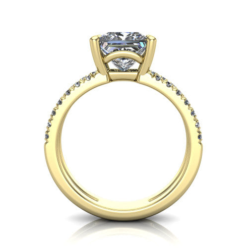 Alexandra Princess Shape Classic Engagement Ring in 18K Yellow Gold