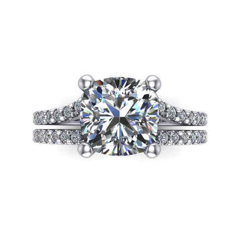 Alexandra Cushion Shape Classic Engagement Ring in 18K White Gold