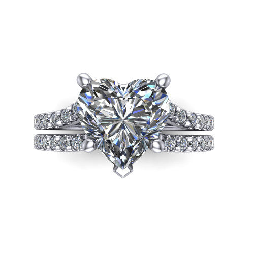 Alexandra Heart Shape Classic Engagement Ring in 18K White Gold
