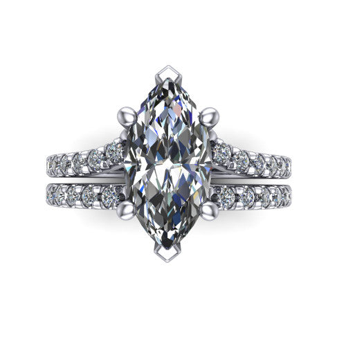 Alexandra Marquise Shape Classic Engagement Ring in Platinum