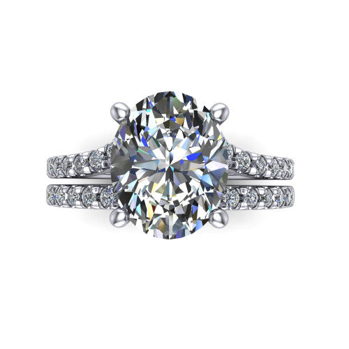 Alexandra Oval Shape Classic Engagement Ring in 18K White Gold