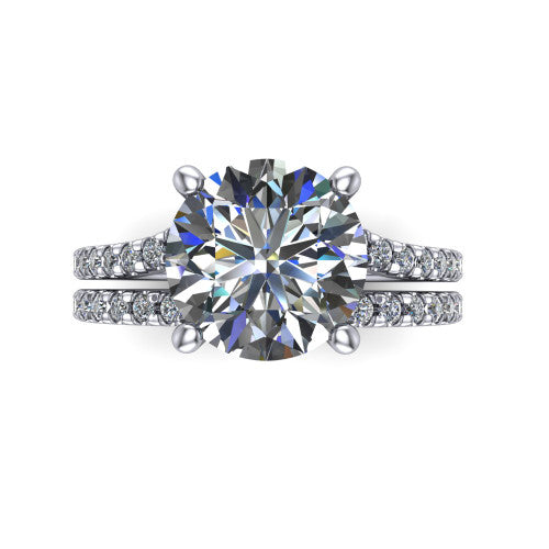 Alexandra Round Shape Classic Engagement Ring in 14K White Gold