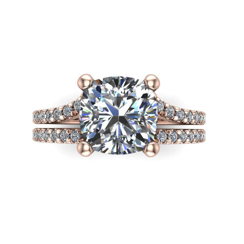 Alexandra Cushion Shape Classic Engagement Ring in 14K Rose Gold