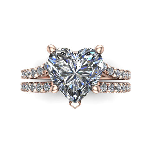 Alexandra Heart Shape Classic Engagement Ring in 14K Rose Gold