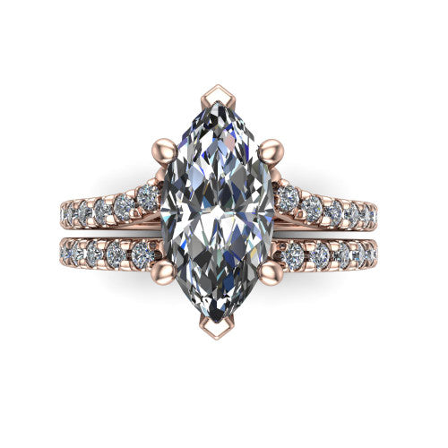 Alexandra Marquise Shape Classic Engagement Ring in 14K Rose Gold