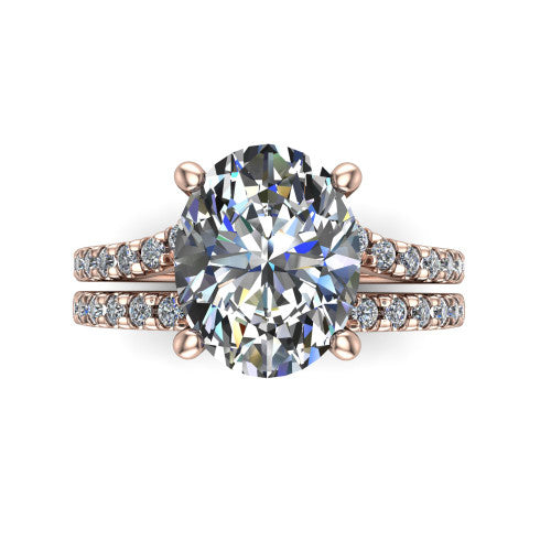 Alexandra Oval Shape Classic Engagement Ring in 18K Rose Gold
