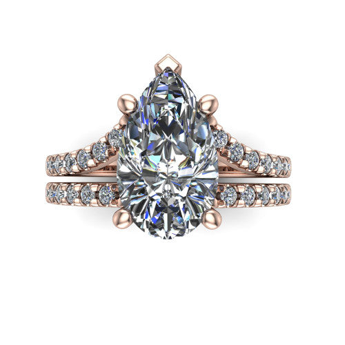 Alexandra Pear Shape Classic Engagement Ring in 14K Rose Gold