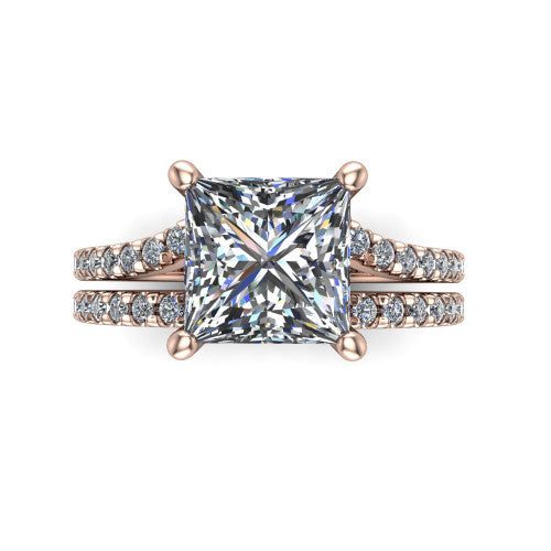 Alexandra Princess Shape Classic Engagement Ring in 14K Rose Gold