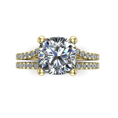 Alexandra Cushion Shape Classic Engagement Ring in 14K Yellow Gold