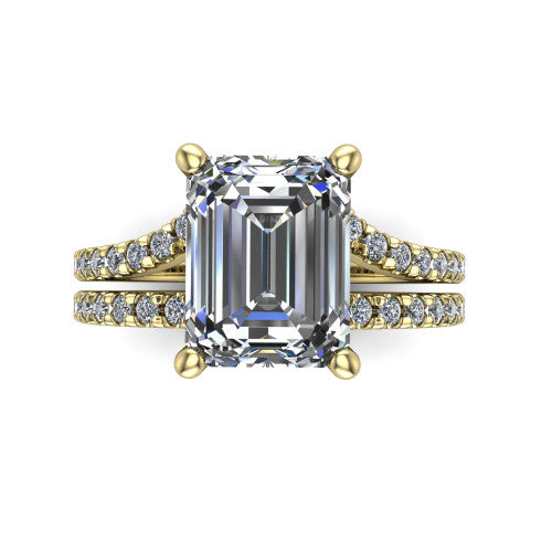 Alexandra Emerald Shape Classic Engagement Ring in 18K Yellow Gold