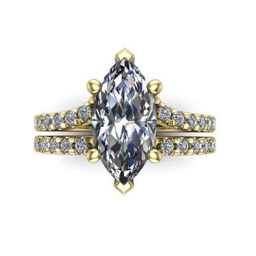 Alexandra Marquise Shape Classic Engagement Ring in 14K Yellow Gold