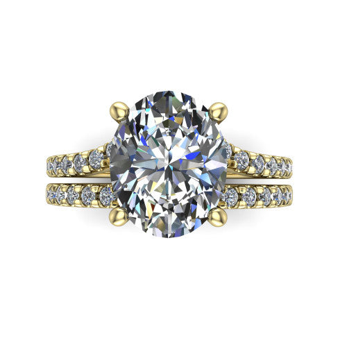 Alexandra Oval Shape Classic Engagement Ring in 14K Yellow Gold