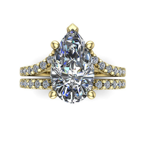 Alexandra Pear Shape Classic Engagement Ring in 14K Yellow Gold