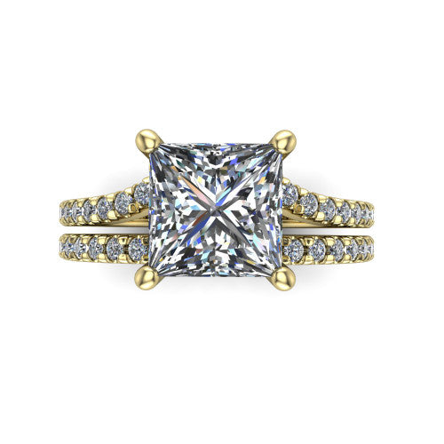 Alexandra Princess Shape Classic Engagement Ring in 18K Yellow Gold