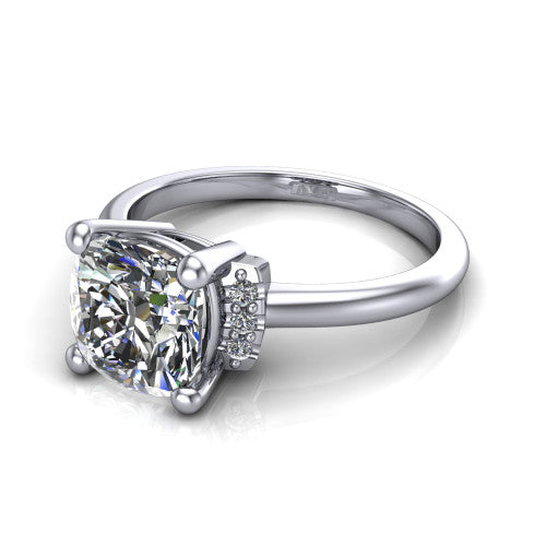 Taylor Cushion Shape Classic Engagement Ring in 18K White Gold