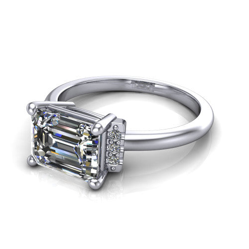 Taylor Emerald Shape Classic Engagement Ring in 18K White Gold