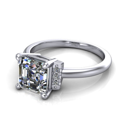 Taylor Square Emerald Shape Classic Engagement Ring in 14K White Gold