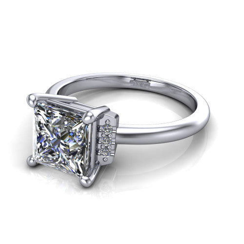 Taylor Princess Shape Classic Engagement Ring in 14K White Gold