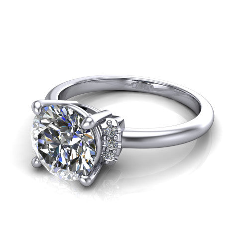 Taylor Round Shape Classic Engagement Ring in 18K White Gold