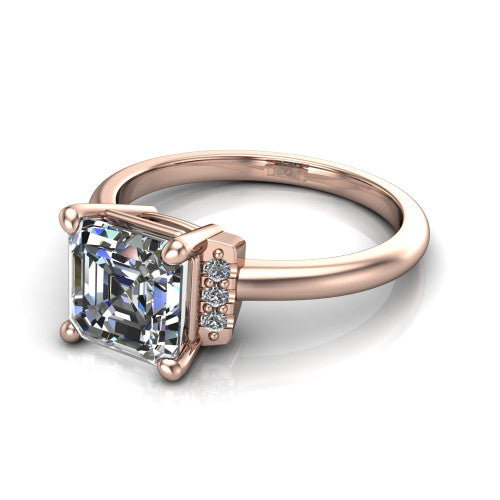 Taylor Square Emerald Shape Classic Engagement Ring in 14K Rose Gold