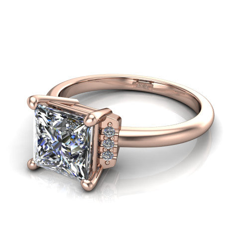Taylor Princess Shape Classic Engagement Ring in 18K Rose Gold