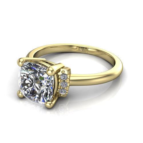 Taylor Cushion Shape Classic Engagement Ring in 18K Yellow Gold