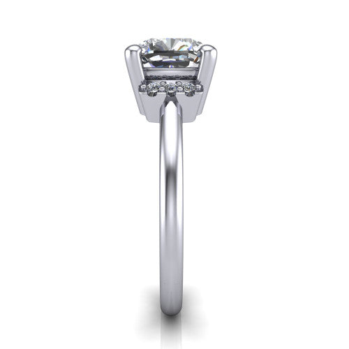 Taylor Cushion Shape Classic Engagement Ring in 14K White Gold