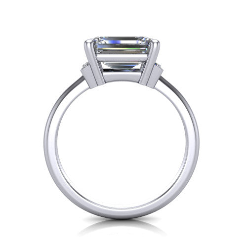 Taylor Emerald Shape Classic Engagement Ring in 18K White Gold