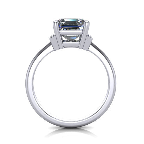 Taylor Square Emerald Shape Classic Engagement Ring in 18K White Gold