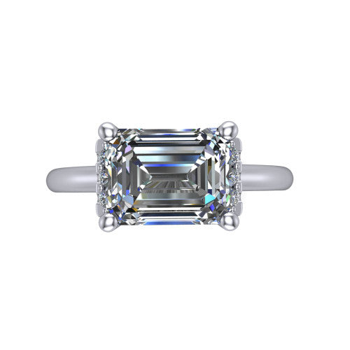 Taylor Emerald Shape Classic Engagement Ring in 18K White Gold