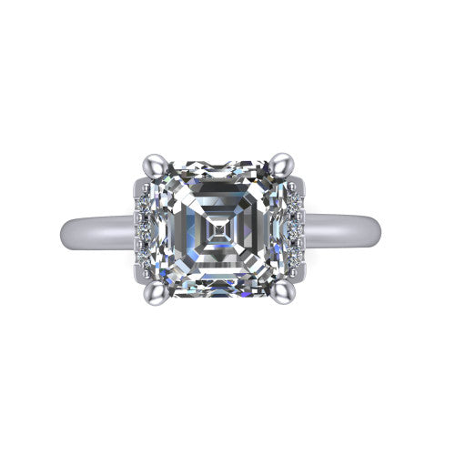 Taylor Square Emerald Shape Classic Engagement Ring in 14K White Gold