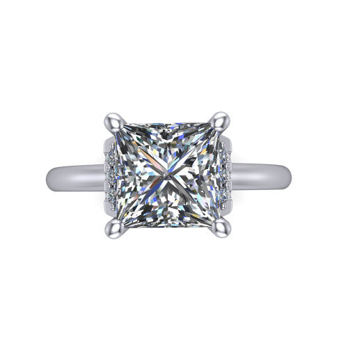 Taylor Princess Shape Classic Engagement Ring in Platinum