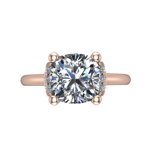 Taylor Cushion Shape Classic Engagement Ring in 18K Rose Gold
