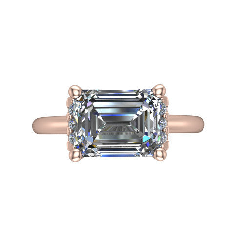 Taylor Emerald Shape Classic Engagement Ring in 18K Rose Gold