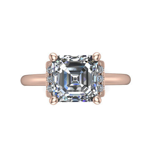 Taylor Square Emerald Shape Classic Engagement Ring in 14K Rose Gold