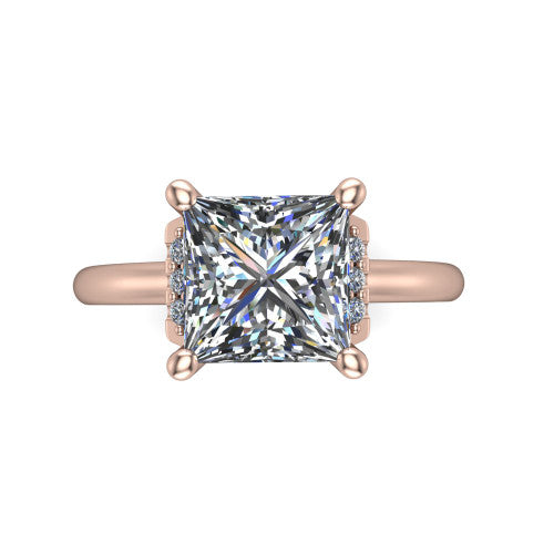 Taylor Princess Shape Classic Engagement Ring in 14K Rose Gold