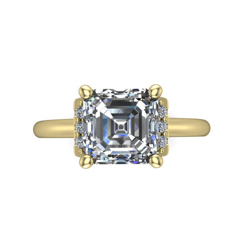 Taylor Square Emerald Shape Classic Engagement Ring in 18K Yellow Gold