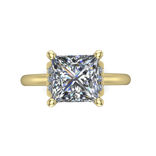 Taylor Princess Shape Classic Engagement Ring in 14K Yellow Gold
