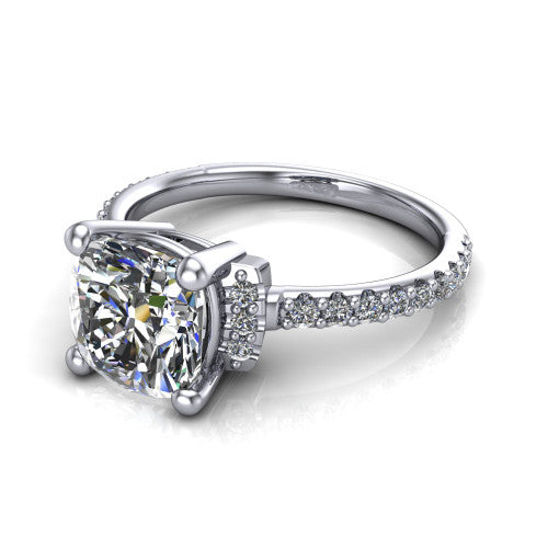 Ana Cushion Shape Classic Engagement Ring in Platinum