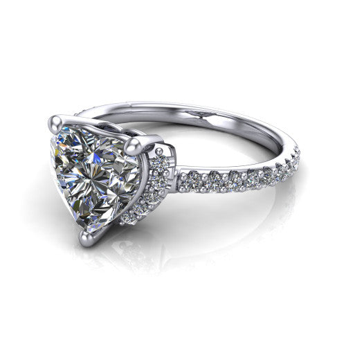 Ana Heart Shape Classic Engagement Ring in Platinum