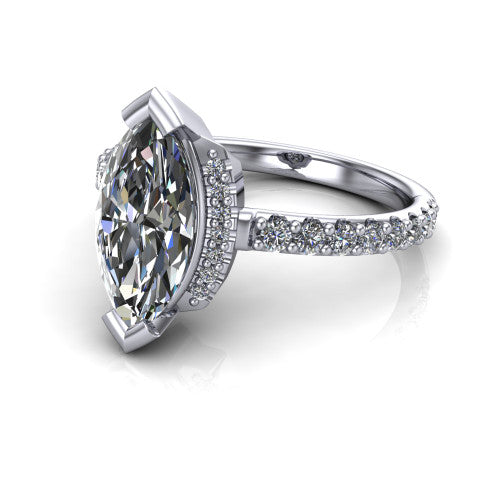 Ana Marquise Shape Classic Engagement Ring in Platinum