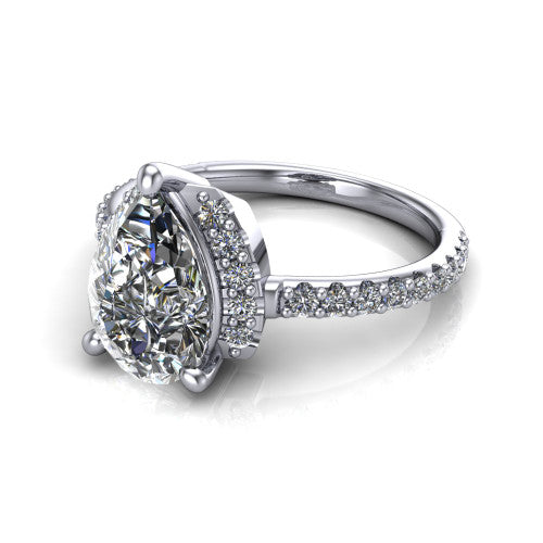 Ana Pear Shape Classic Engagement Ring in Platinum