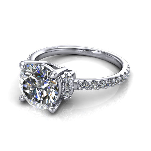 Ana Round Shape Classic Engagement Ring in 18K White Gold