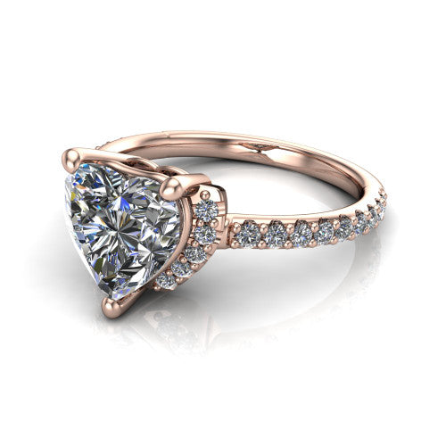 Ana Heart Shape Classic Engagement Ring in 14K Rose Gold
