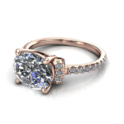 Ana Oval Shape Classic Engagement Ring in 14K Rose Gold