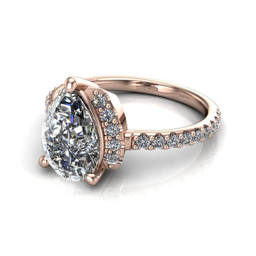 Ana Pear Shape Classic Engagement Ring in 14K Rose Gold