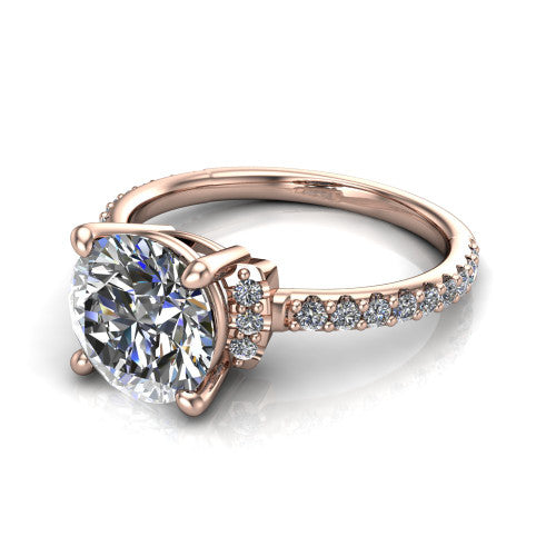 Ana Round Shape Classic Engagement Ring in 18K Rose Gold